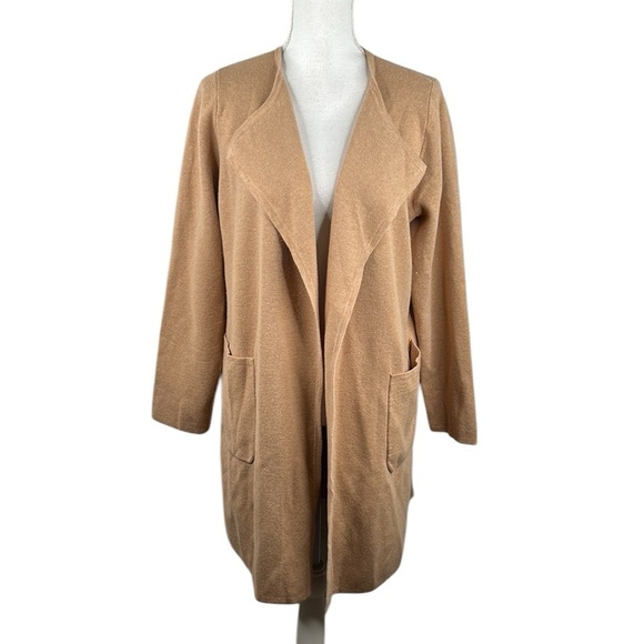 J. Crew 365 Tan Cardigan Open Minimalist Classic Merino Wool Blend Blazer Size M - Picture 1 of 7